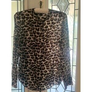 Ann Taylor Women's Silk Size‎ 14 Animal Print  Blouse Casual  Cottage Core
